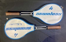 Pair of Vintage Seamco Ken Rosewall Aluminum Tennis Racquets 4 3/8 L wCover Vg