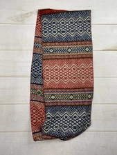 Red & Navy Infinity Scarf Pashmina Silk Blend Jacquard Woven Knit Nordic Tribal