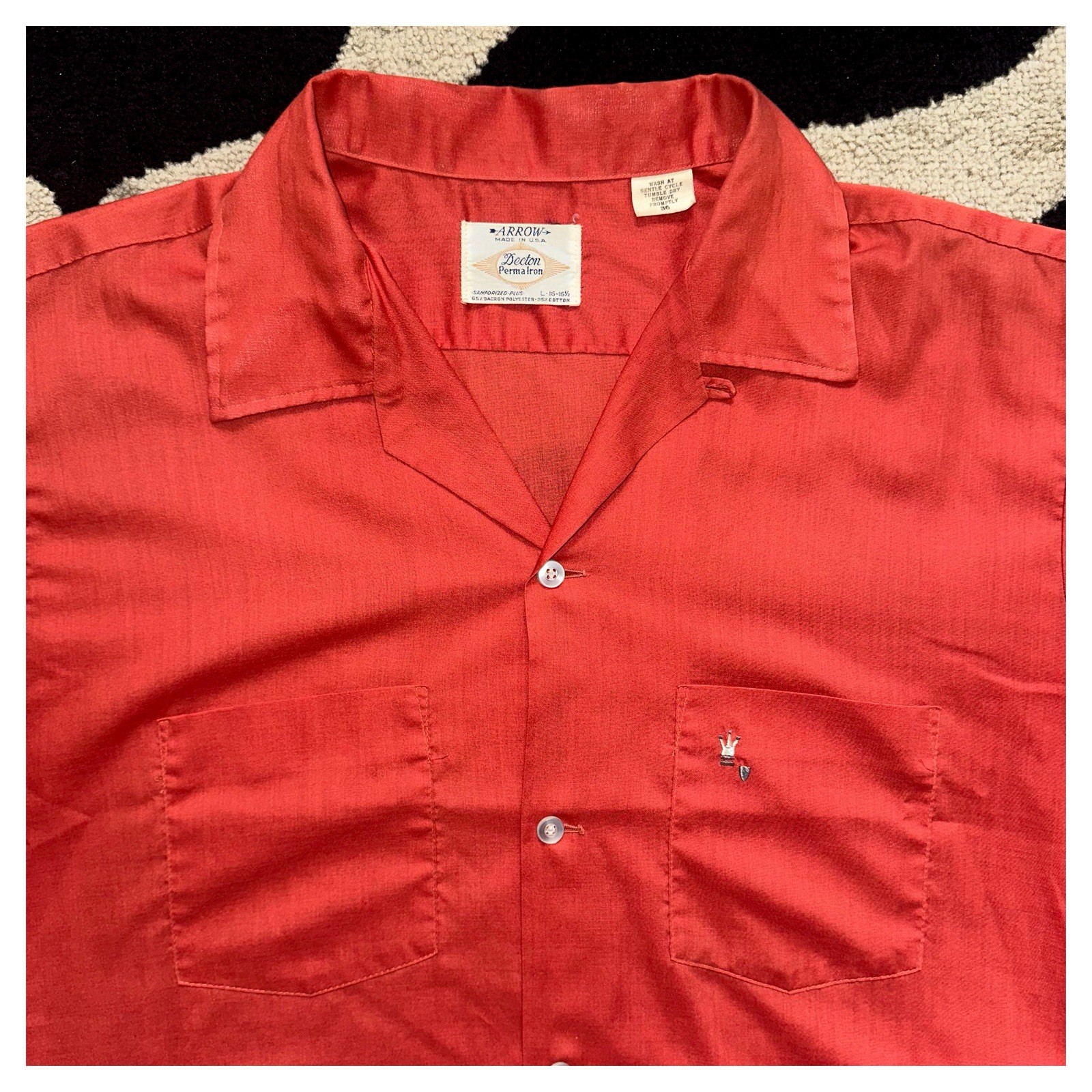 Arrow Sanforized Loop Collar Button-Up Shirt Vint… - image 2