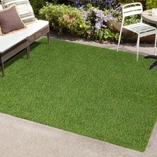 Artificial Grass Indoor/Outdoor Area Rug, Faux Turf, Fake Grass for Backyard,...