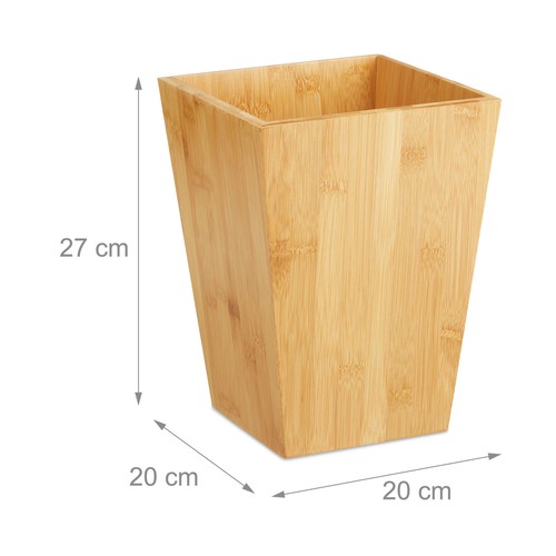Papierkorb bambus Abfalleimer eckig Büromülleimer 4er Set 6 Liter 4 Stück - Bild 4 von 8