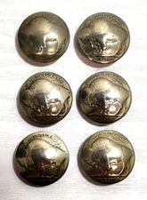 Vintage Buffalo Nickel (Indian Head Nickel) Button Covers Pack of 6 Western