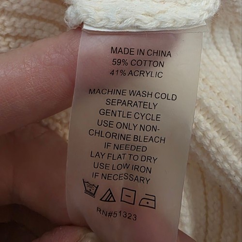 Vince Camuto Ivory Ribbed Mock Neck Sweater Size Large - Picture 8 of 8