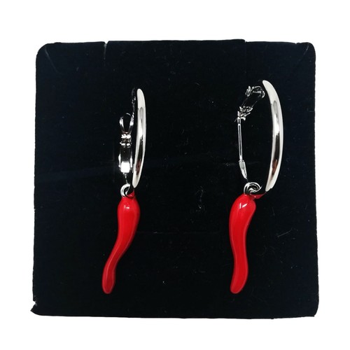 Orecchini A Cerchio Portafortuna Gennaio - Cristalli Rossi Granato Zircondia - Huggie Eleganti Placcati Argento