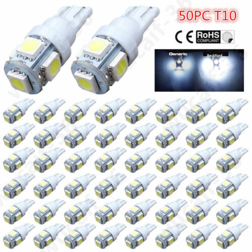 50 pack T5,T10 Wedge Bulbs 6000K white LED for Malibu 12V DC Landscape Light G01 - Afbeelding 1 van 12