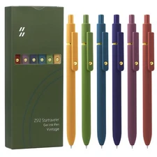 UIXJODO 6 Pcs Gel Pens 0.5mm Quick Dry Black Ink Pens Fine Point Smooth Writi...