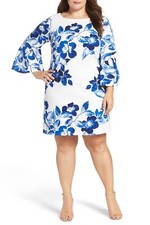 Eliza J Floral Bell Sleeve Shift Dress  (size 22W) 