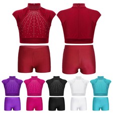 Girls Tracksuit Tank Activewear Sleeveless Outfits Yoga Costume Gym Sportwear