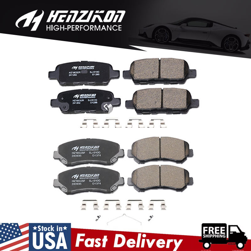 Front Rear Ceramic Brake Pads w/Hardware Kit Fits Nissan Sentra Maxima Juke US *