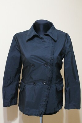 Ermanno Scervino Women Trench Coat Black Jacket Size. IT 46/M