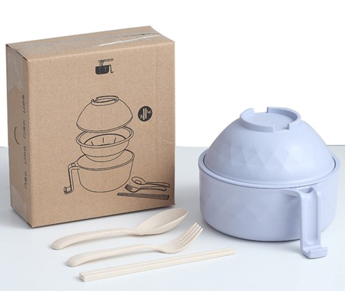 Ramen Cooker Bowl Set with Chopsticks Microwave Noodle College Dorm Room