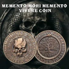 Memento Mori Memento Vivere Coin 3D Skull Challenge Coin Stoic Reminder Token