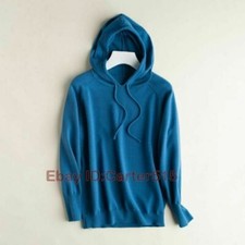 Hooded Long Sleeve Sweater Women Hoodie Knitted Pullover Wool Blend Sweater