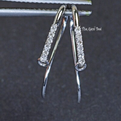 12mmx15.5mm 18k Solid White Gold Diamond Earwires PAIR image 1 12mmx15.5mm 18k S
