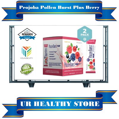 Youngevity Pollen Burst Plus - Berry 30 Packets (2 Pack) - Energy & Focus