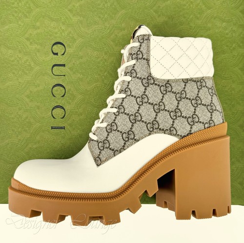 NEW GUCCI Apollo GG Supreme Canvas Leather Platform Ankle Booties EU 40 / US 10 - Picture 14 of 14