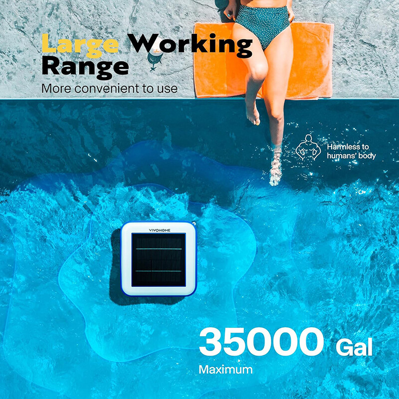 Solar Pool Ionizer ChlorineFree Sun Shock & Water Purifier Up to