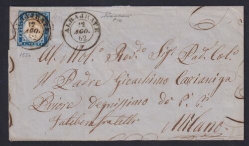 Regno di Sardegna - 1855 - 20 cent. celeste grigiastro, n° 15Db, intaccato, su. - Photo 1/1