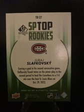 Juraj Slafkovski - 22-23 SP Authentic - SP Top Rookies #TR-27 - Green Parallel
