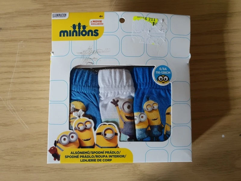 LOT DE 3 SLIPS GARCON LES MINIONS AGE 6/8 ANS (116/128CM) 100% COTON - Photo 1/1