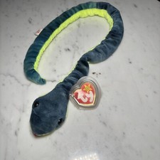 Ty Beanie Baby Hissy Snake Plush Toy Blue Green 1997 Collectible Retro