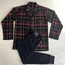 Polo Ralph Lauren Mens LS Plaid Top/Blue Pant Sleepwear Outfit Set Sz M