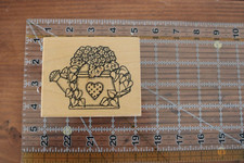 DARCIE'S WATERING CAN Flower Pot Water Heart Garden Wood Rubber Stamp