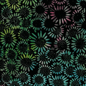 Batik-Quilting-Flower-Power-III-100-Cotton-Fabric-44-034-Multi-Color-on-Black-SBY