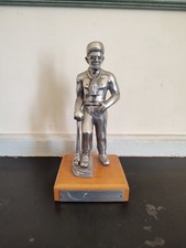 Statue de mineur en métal sur socle en bois XXe