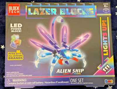 NEW! LAZER BLOCKS LED Power Building Blocks ALIEN SHIP LIGHT UP MODEL BNIB