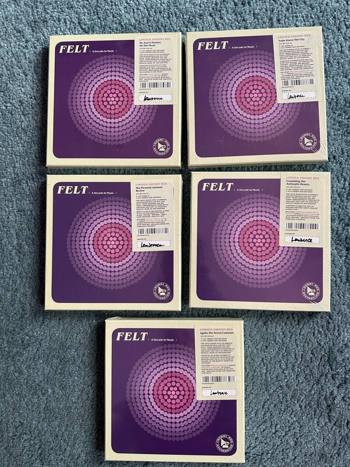 Felt-Limited Signed CD/7“ Vinyl OVP Boxes 5 Different Albums Signed By Lawrence