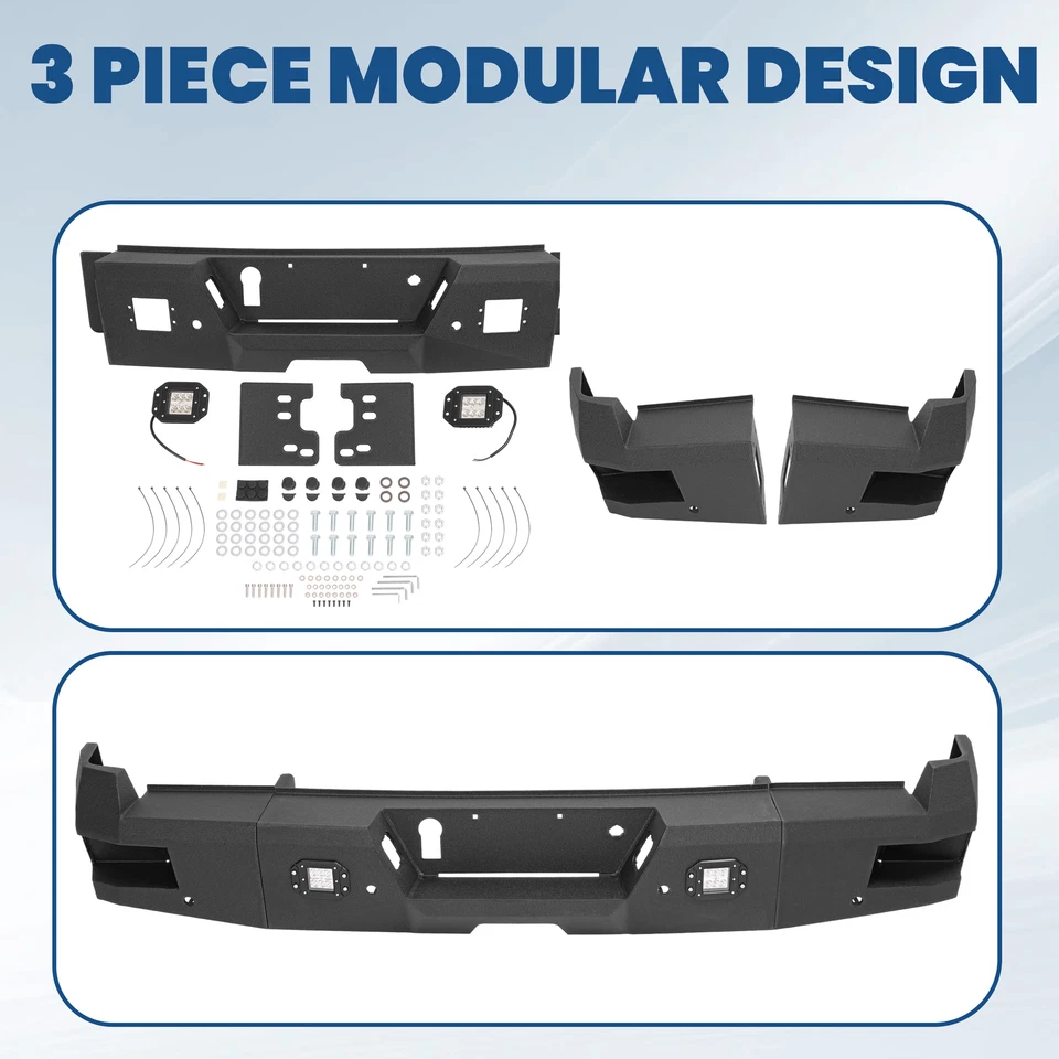 Conjunto de parachoques trasero para Ford F-250 F-350 Super Duty 2017-2023 22 con orificio de sensor Foto 3 de 4