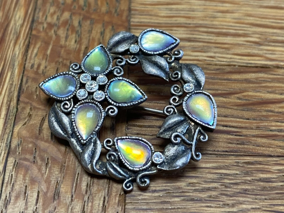 Vintage 1928 Jewelry Colorful Jelly Lucite Rhinestones Brooch Pin