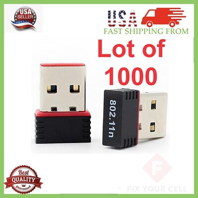 Lot of 1000 Mini USB WiFi WLAN Wireless Network Adapter 802.11 Dongle RTL8188