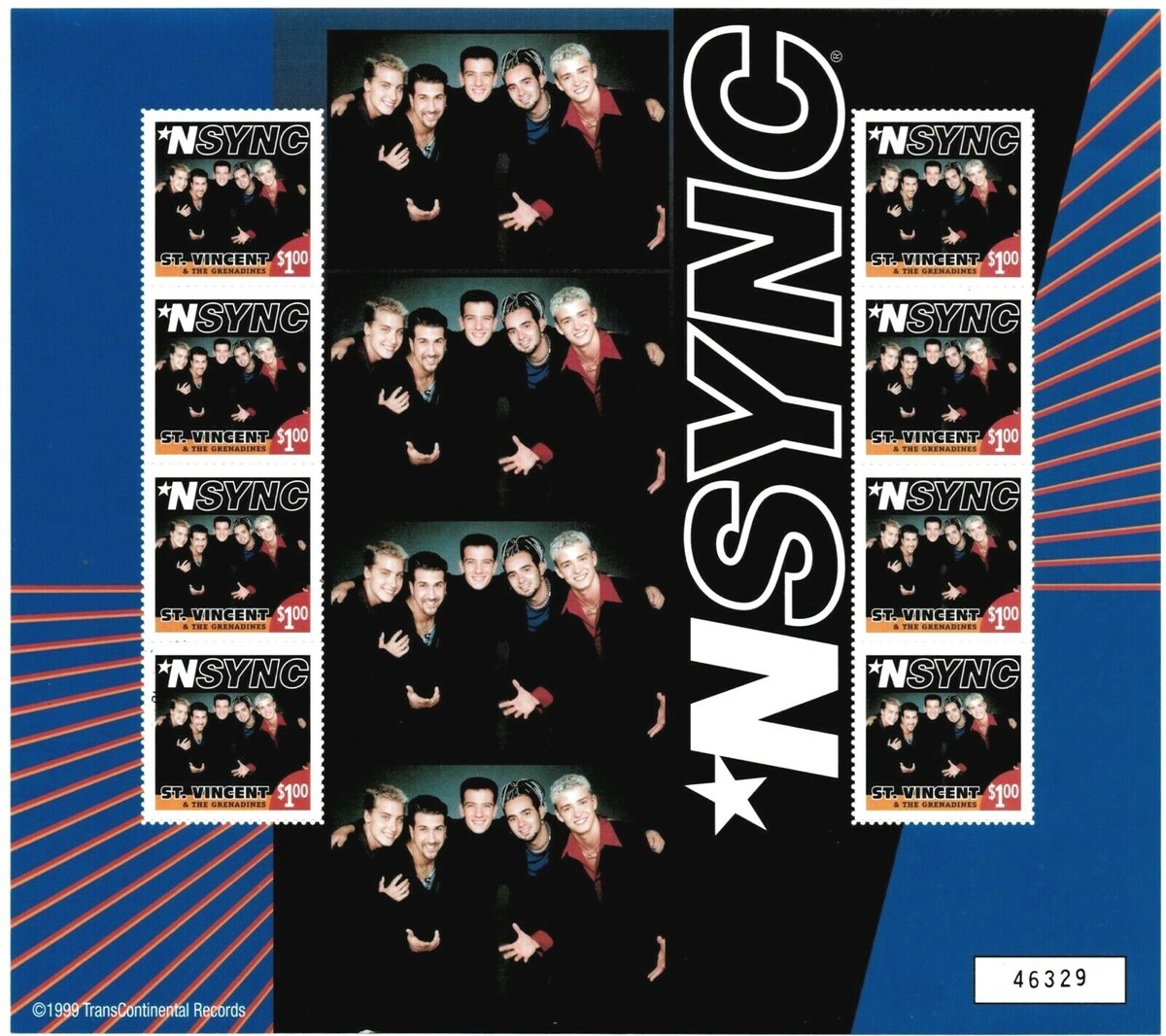 St. Vincent 2000 - NSYNC Music Timberlake - Sheet of 8