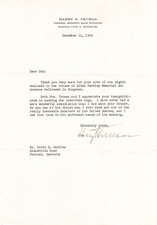 Harry S. Truman - Important Letter Signed - On Death of His Only Vice President