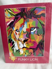 Funky Lion 500 Piece Jigsaw Puzzle 18” X 24” kaleidoscope colors made in USA