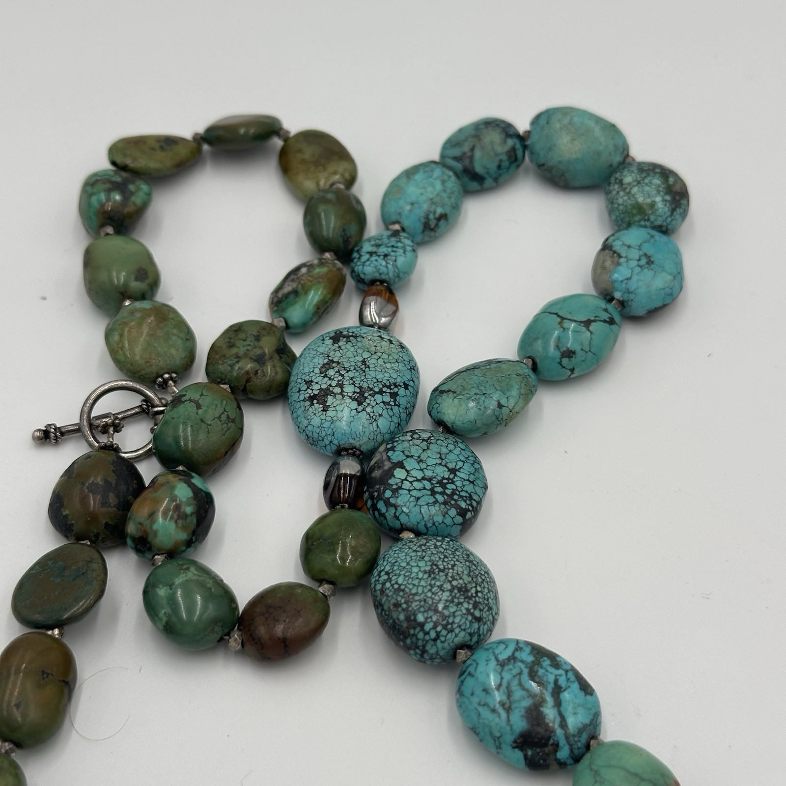 Rarest Rope Chunky Turquoise & Carved Jade Dragon Rope Necklace Sterling Artisan ...