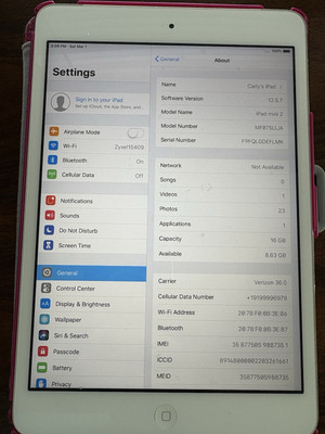 Apple iPad Mini 2nd Gen 16GB v.12.5.7 MF069LL/A Gray Wi-Fi