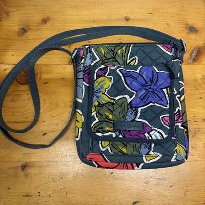 Vera Bradley Falling Flowers Green Fabric Mini Battery Wallet Crossbody Bag