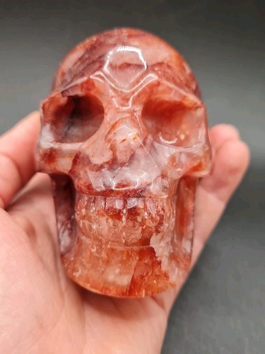 Red Fire Hematoid Quartz Crystal Skull, 609g - Picture 16 of 16