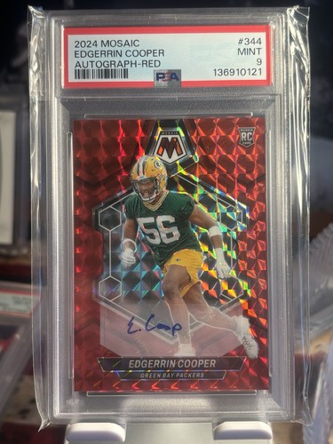2024 Panini Mosaic Edgerrin Cooper Red Auto /199 Packers RC PSA 9