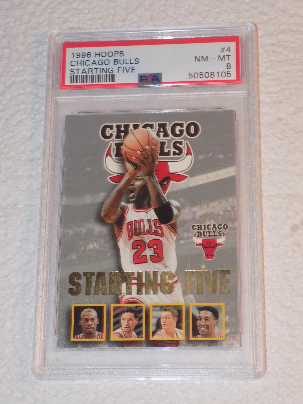 Michael Jordan PSA 8 NM/MT 1996 Hoops Chicago Bulls Starting Five #4 (Pop. 66)
