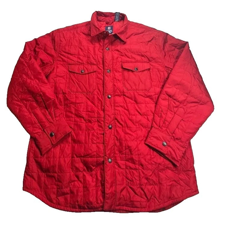 Chaps Men's Sz XL (52x31) Snap Pockets Light Weight Red Puffer Jacket *Blemished