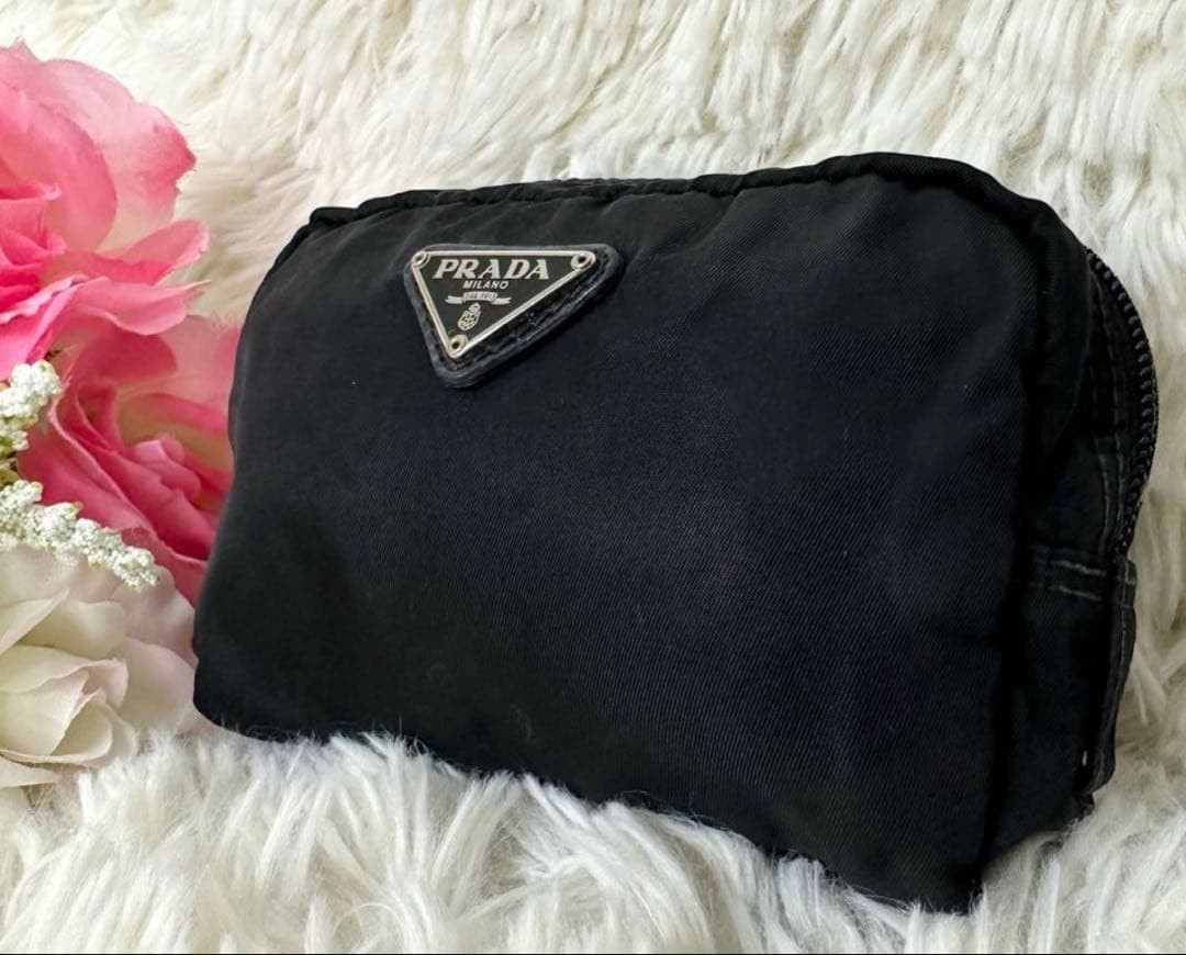 PRADA Mini Pouch Triangular Plate Nylon Black - image 1