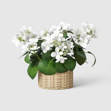 13.5" Potted Hydrangea Outdoor Patio Tabletop Artificial Plant - Threshold