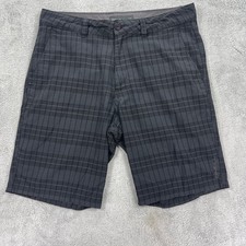 O'Neill Shorts Men 32 Grey Plaid Hybrid Walkshorts Casual Flat Front