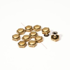 30X 10mm Small Metal Brass Hexagon Stud Rivet Tack Leathercraft Belt Bag Decor