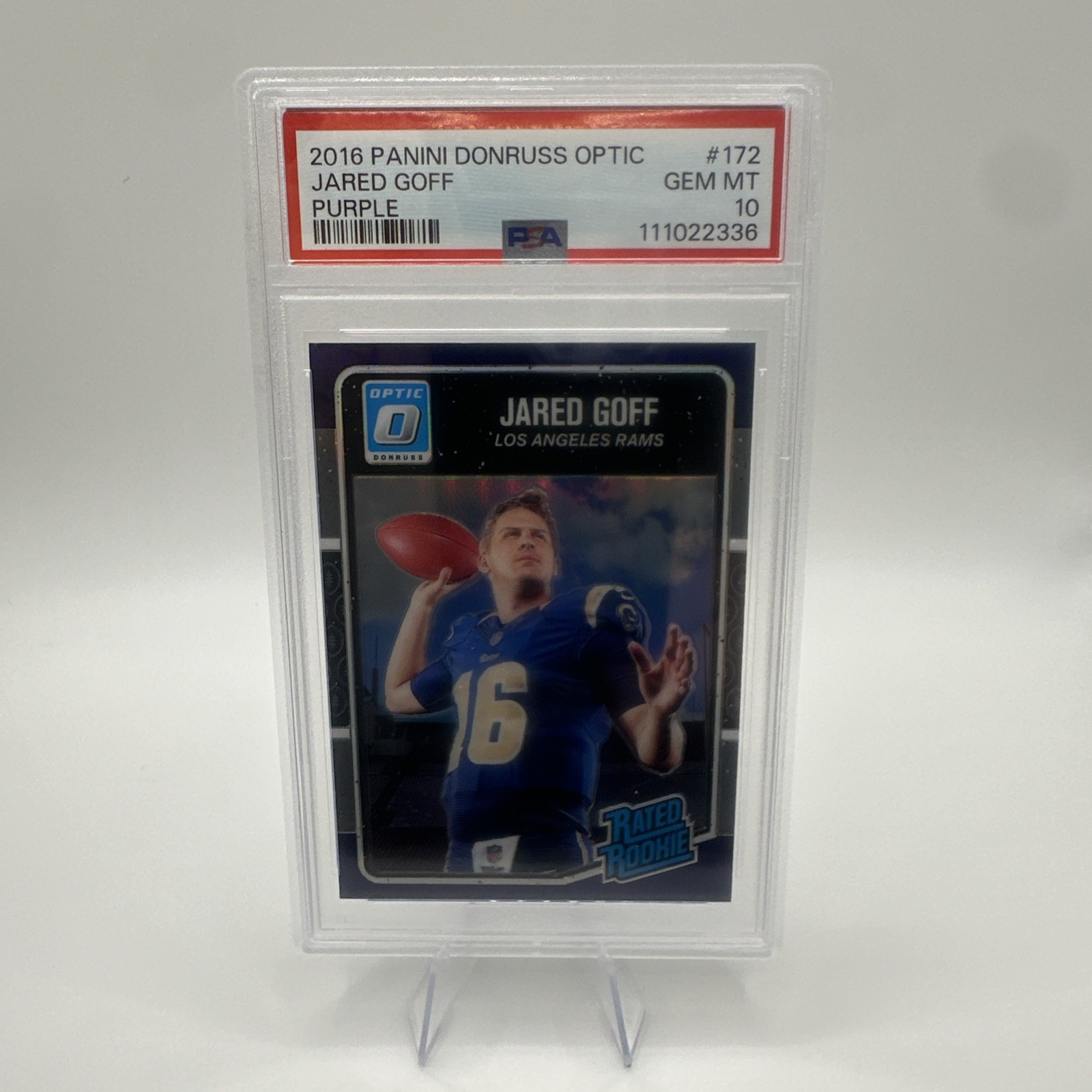 2016 Panini Donruss Optic Jared Goff Purple Rated Rookie PSA 10 Gem-Mint RC #172