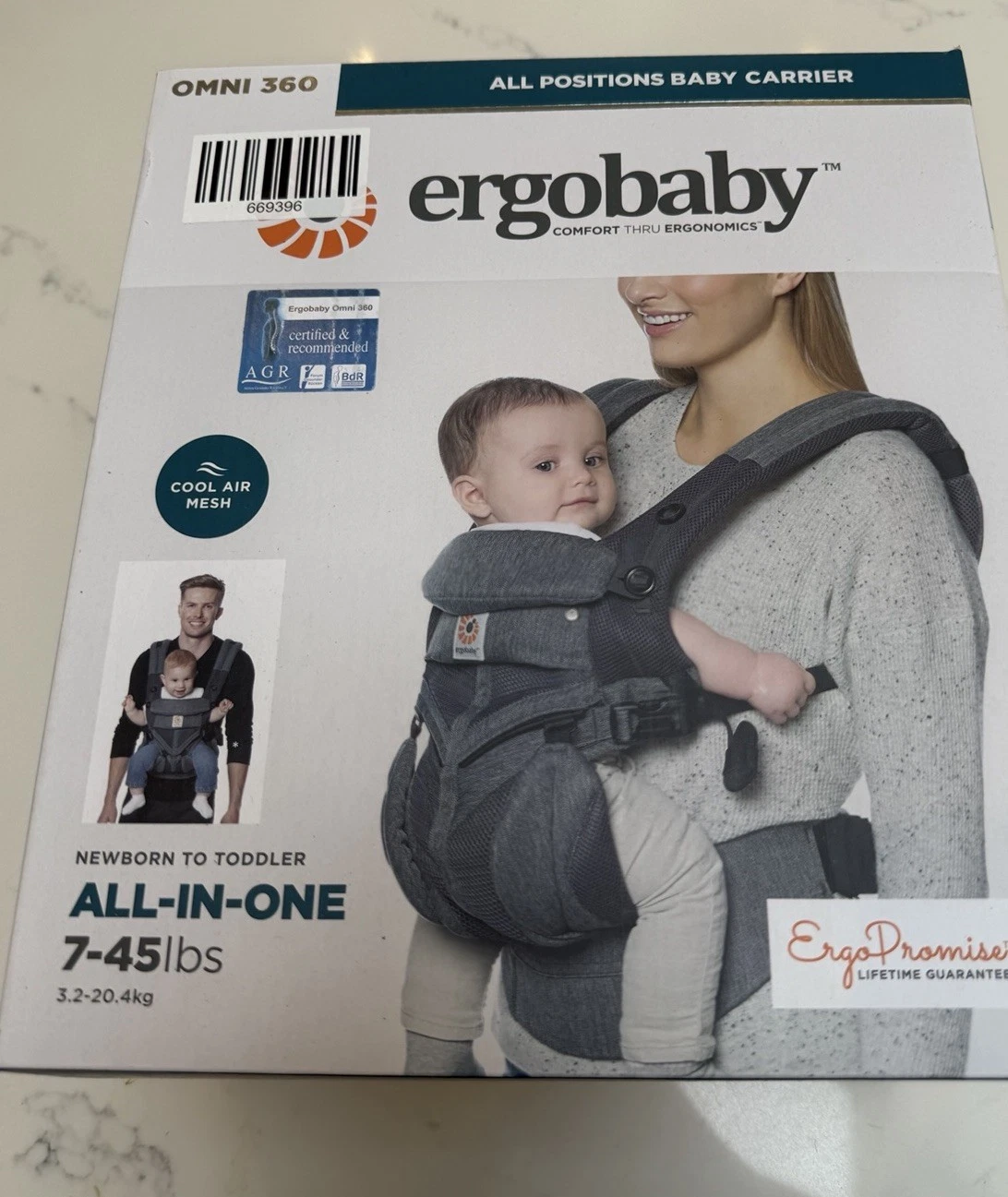 Ergobaby All Positions Baby Carrier, Omni 360, Classic Weave, 7-45lbs